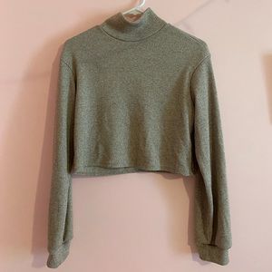 tan ribbed cropped turtleneck, size S 🤎